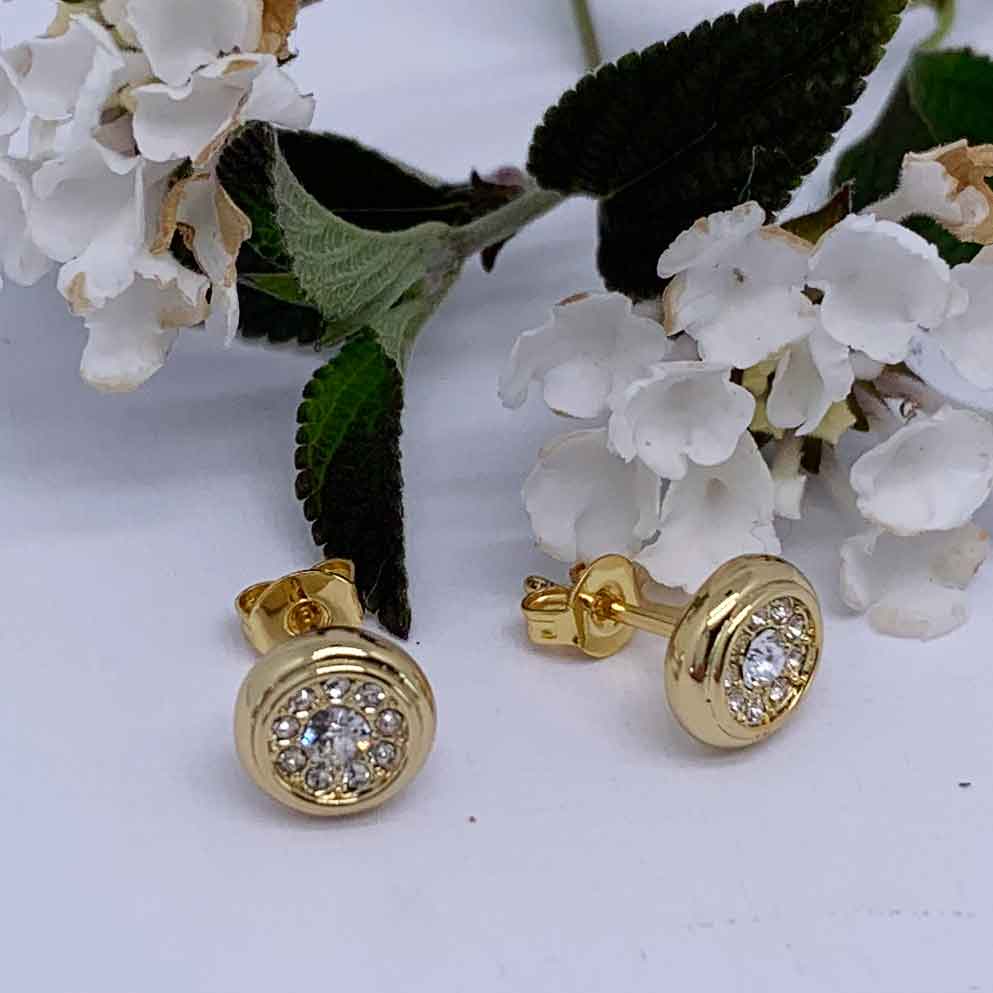 gold round stud earrings