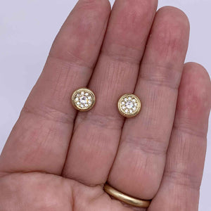 gold round stud earrings frenelle