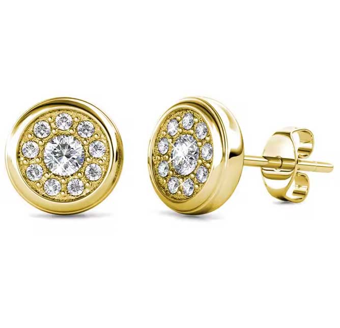 gold round stud earrings