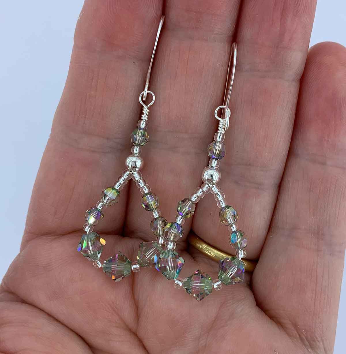 925 Sterling Silver Premium Crystal Earrings "Bethany" (Pale Green)