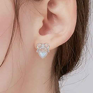 silver bow heart opal earrings frenelle