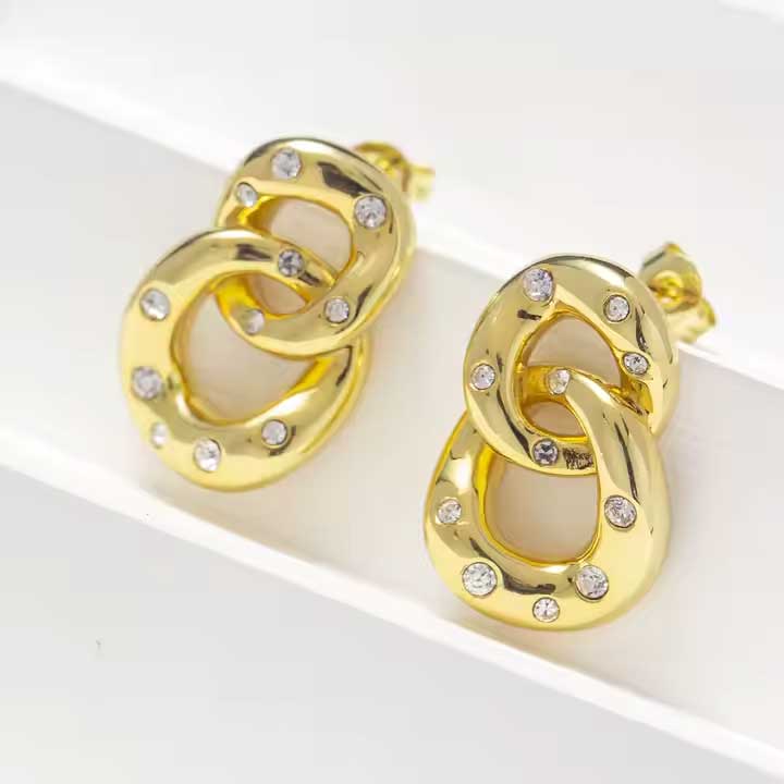 gold chain earrings frenelle jewellery