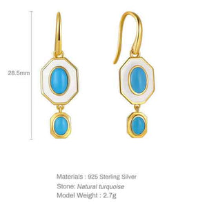 gold turquoise earrings natural