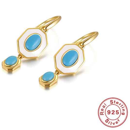 gold turquoise earrings 925