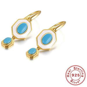 gold turquoise earrings 925