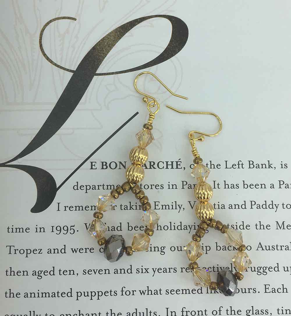 Gold Drop Premium Crystal Earrings "Claudette"