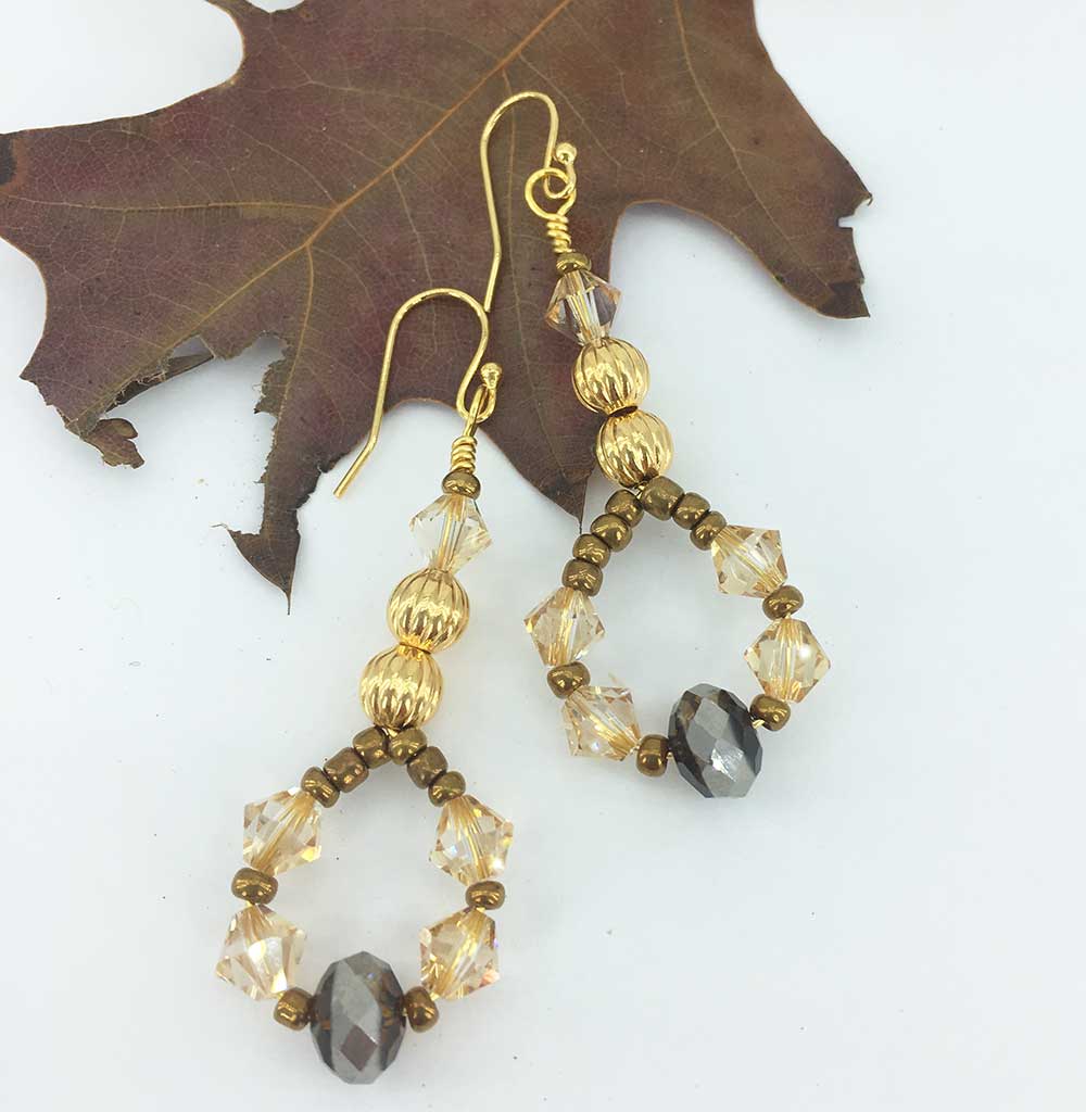 Gold Drop Premium Crystal Earrings "Claudette"