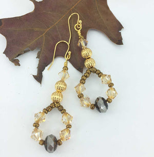 Gold Drop Premium Crystal Earrings "Claudette"