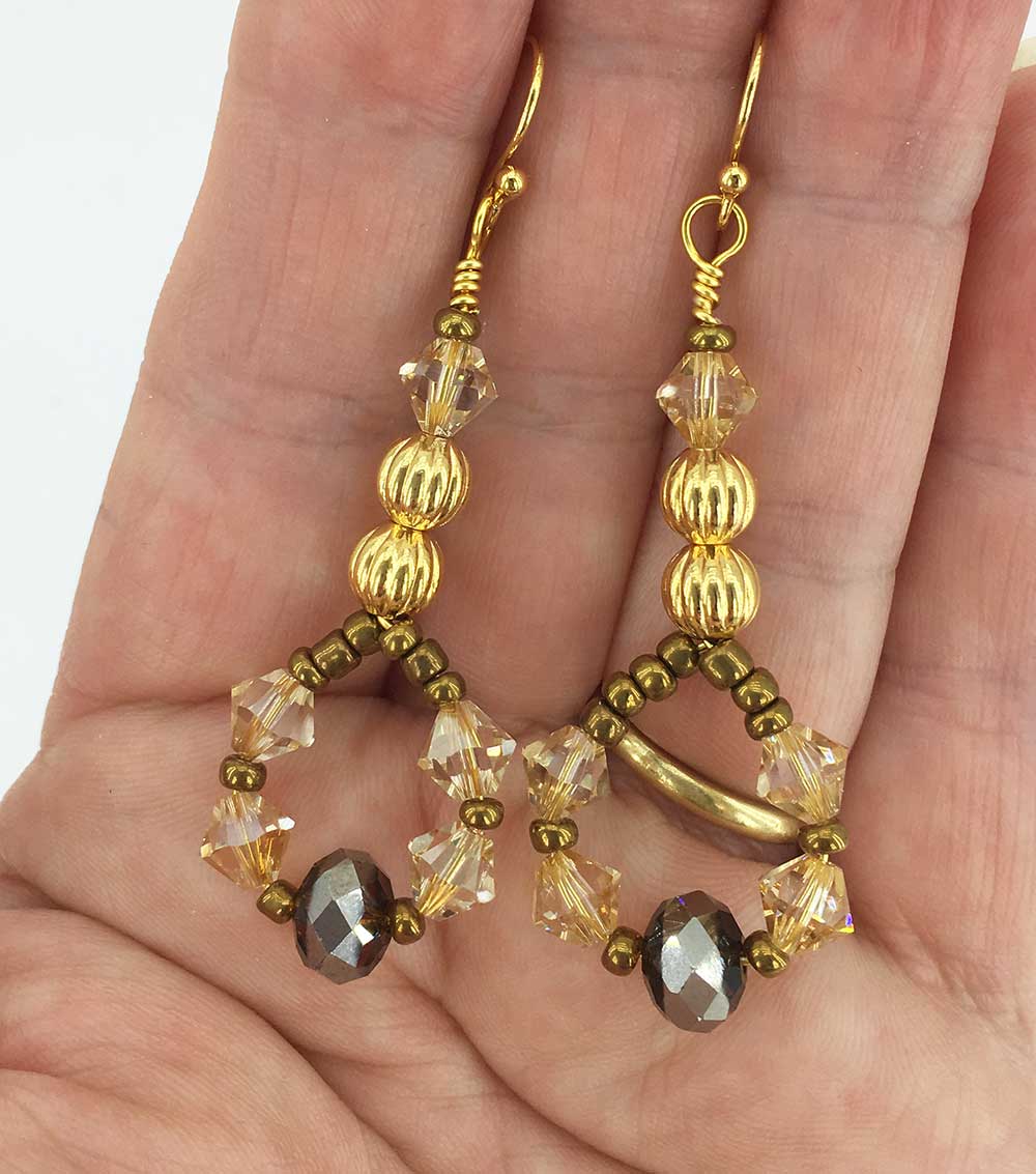 Gold Drop Premium Crystal Earrings "Claudette"