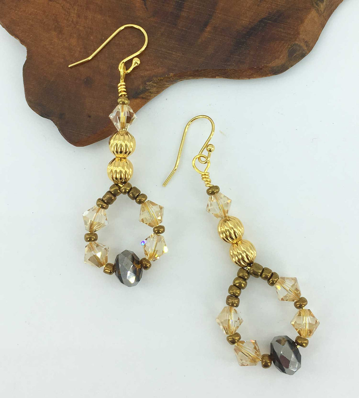 Gold Drop Premium Crystal Earrings "Claudette"