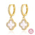 gold white huggie earrings