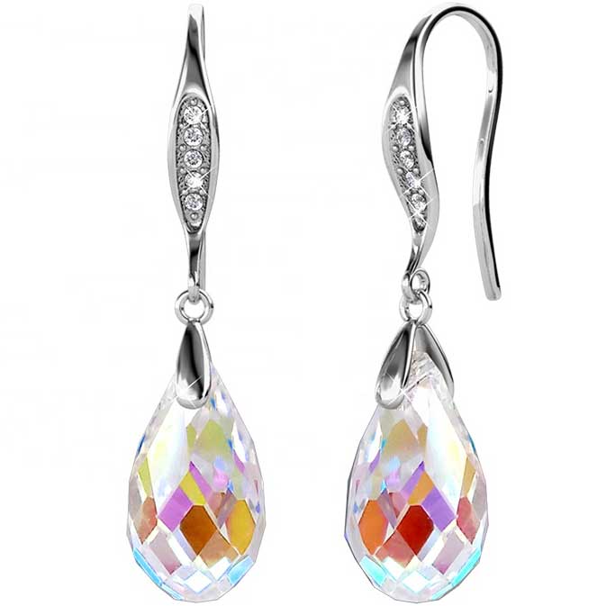 crystal ab drop silver earrings from frenelle jewellery online auckland nz