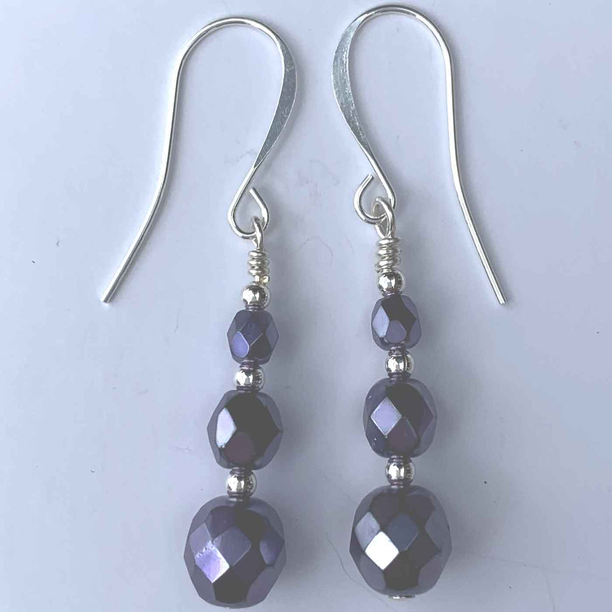 purple drop earrings silver