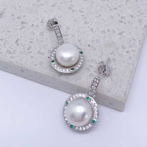 white pearl earrings greene crystal