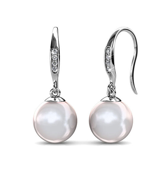 18K White Gold Pearl Dangle Earrings "Delwyn"