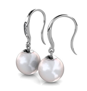 18K White Gold Pearl Dangle Earrings "Delwyn"
