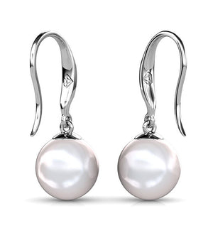 18K White Gold Pearl Dangle Earrings "Delwyn"