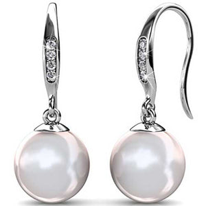 18K White Gold Pearl Dangle Earrings "Delwyn"
