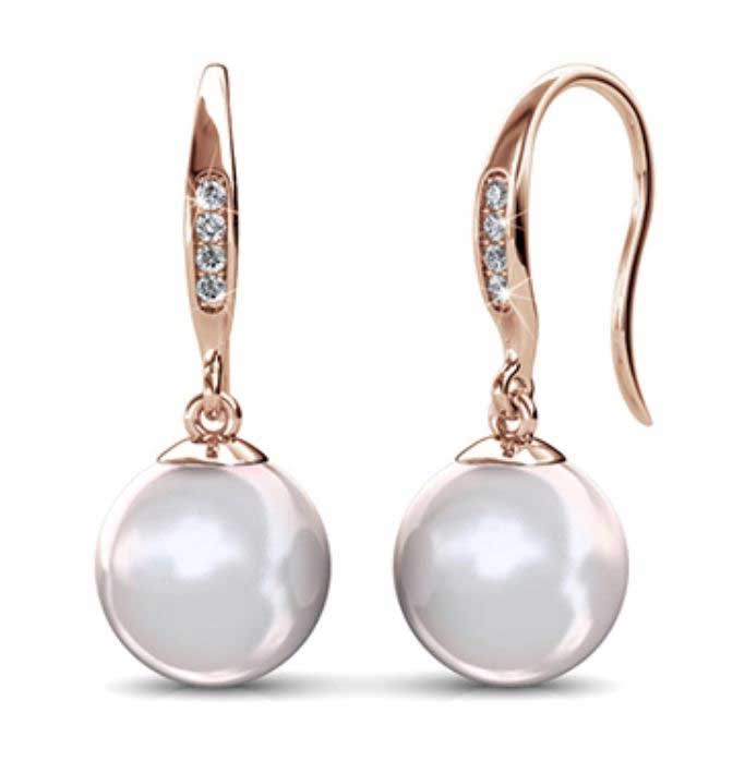 18K White Gold Pearl Dangle Earrings "Delwyn"