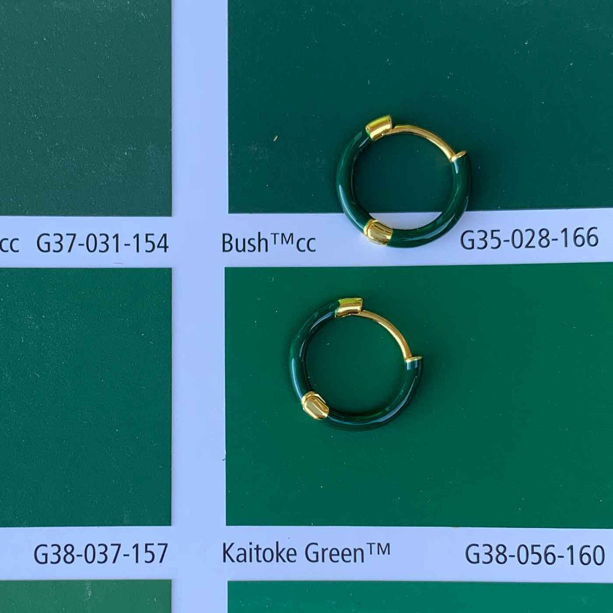 Green gold huggie hoop earrings jewellery frenelle