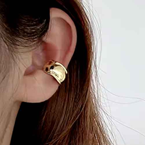 Gold Wide Ridged Earring Cuff "Eden"