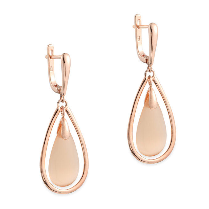 Rose Gold Earrings with Pale Gold Drop "Eldora"
