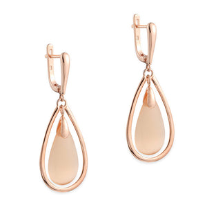 Rose Gold Earrings with Pale Gold Drop "Eldora"