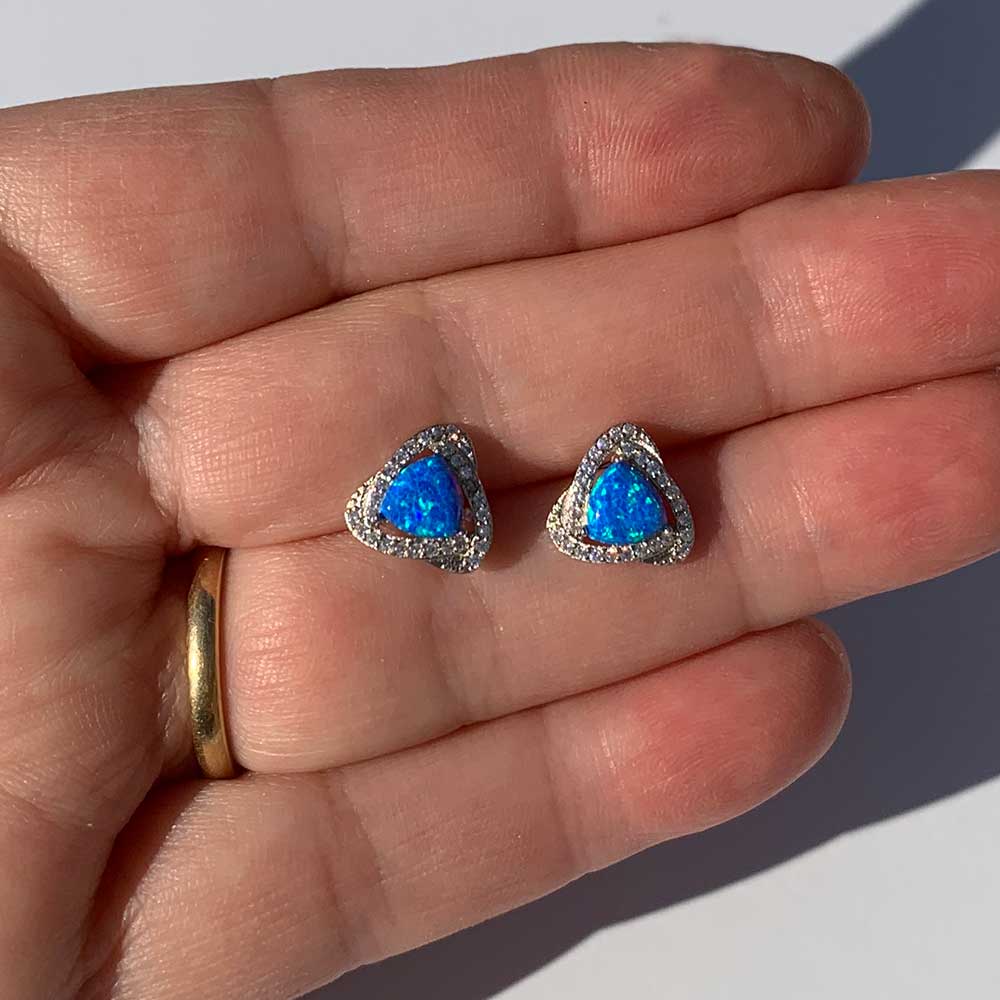 blue opal stud earrings