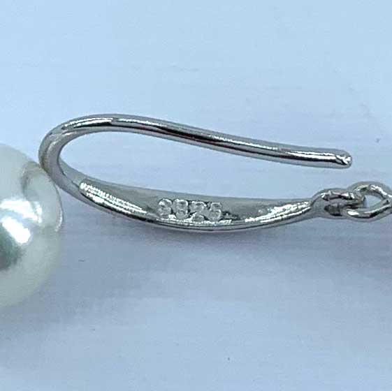925 Sterling Silver Pearl Earrings "Elise" (White)