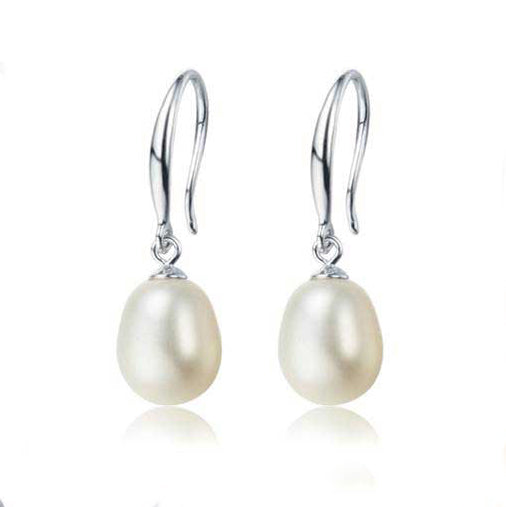 925 Sterling Silver Pearl Earrings "Elise" (White)