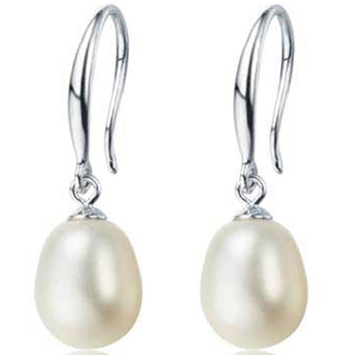 925 Sterling Silver Pearl Earrings "Elise" (White)