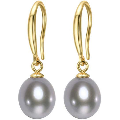 18K Gold Drop Freshwater Pearl Earrings 