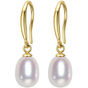 18K Gold Drop Pearl Earrings "Elise" (White)