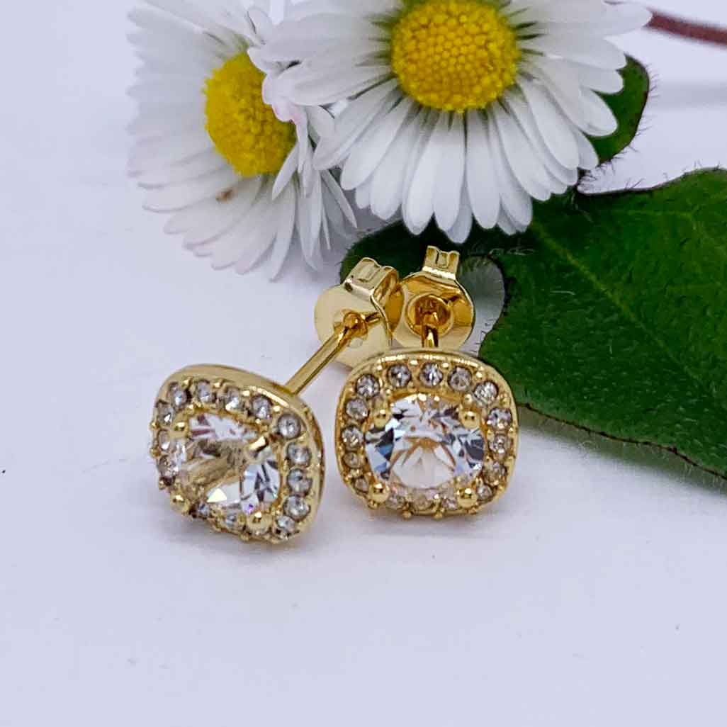 gold crystal stud earrings