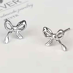 silver bow earrings