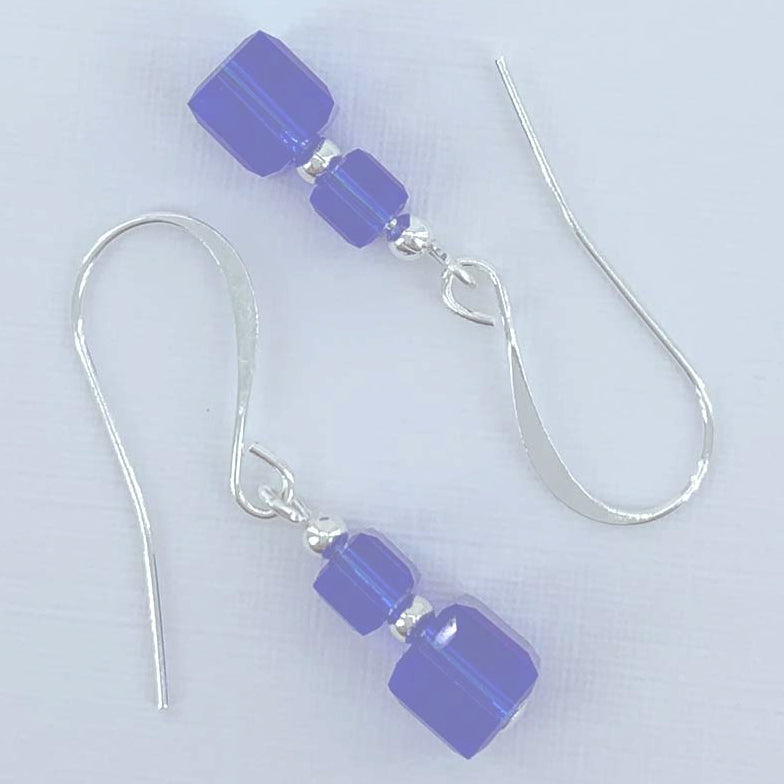 925 Sterling Silver Premium Crystal Drop Earrings "Fantasy" (Blue)