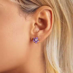 Silver Purple Flower Stud Earrings "Fiala"