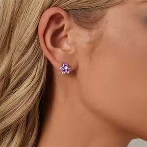 Purple stud flower earrings frenelle