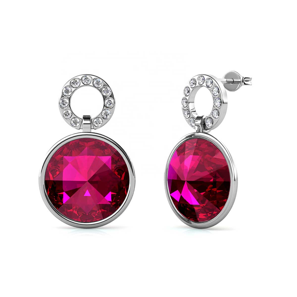 18K White Gold Premium Crystal Earrings "Gaelene" (Pink)