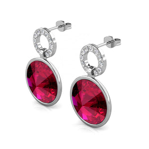 18K White Gold Premium Crystal Earrings "Gaelene" (Pink)