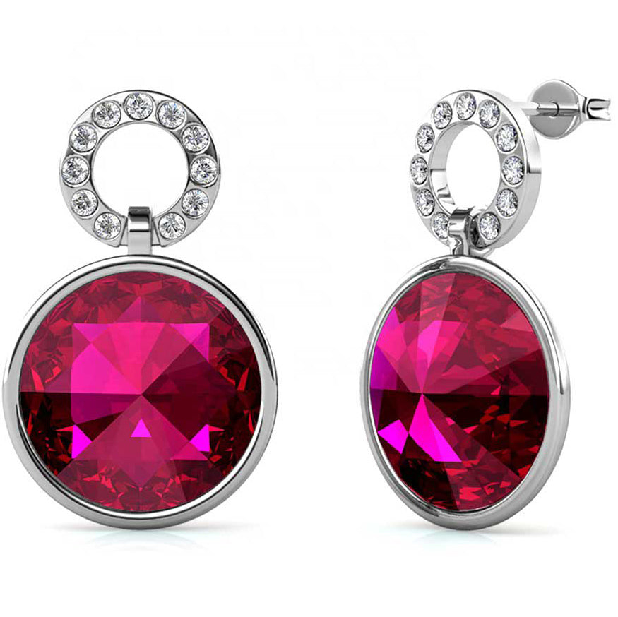 18K White Gold Premium Crystal Earrings "Gaelene" (Pink)