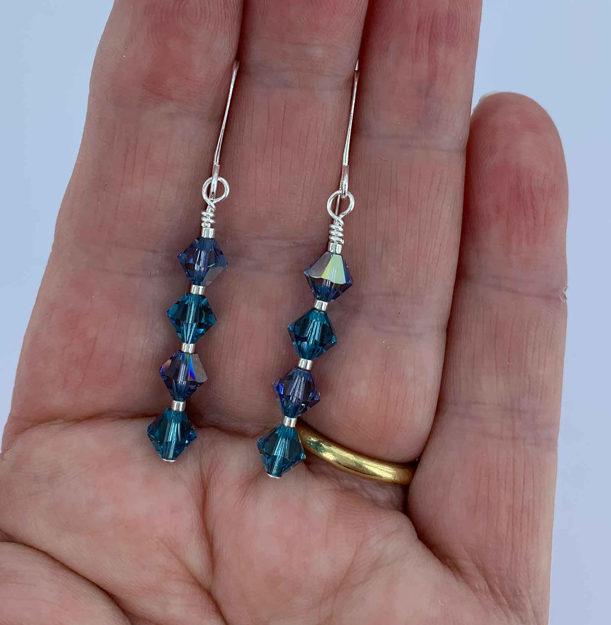 Silver Earrings created with Swarovski Crystals "Geraldine" (Aqua)