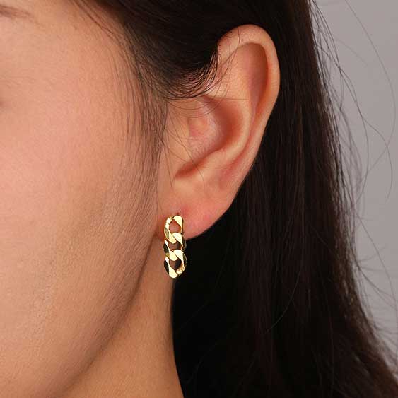 18K Gold Drop Chain Earrings "Hillary" (16mm)