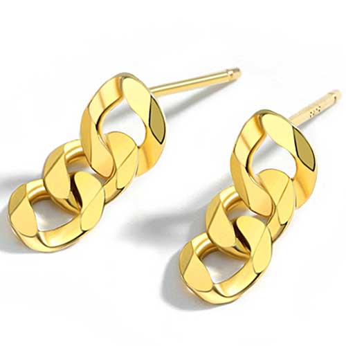 18K Gold Drop Chain Earrings "Hillary" (16mm)