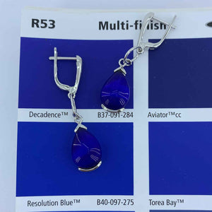 925 Sterling Silver drop earrings with blue Zirconium Stone "Indigo"