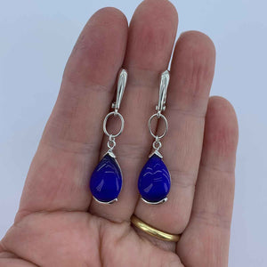 925 Sterling Silver drop earrings with blue Zirconium Stone "Indigo"