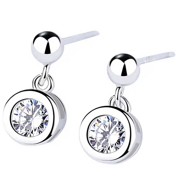 925 Sterling Silver CZ Diamond Earrings "Inez"
