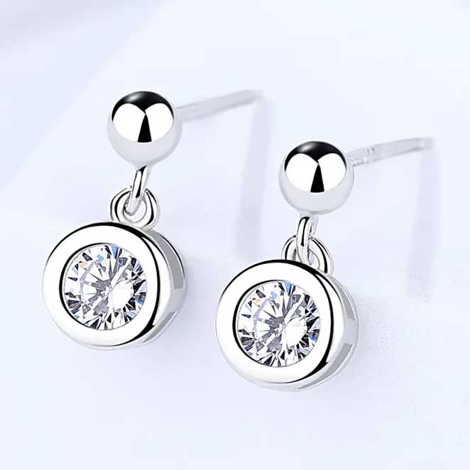925 Sterling Silver CZ Diamond Earrings "Inez"