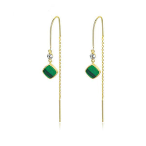 18K Gold Malachite Threader Earrings "Jakata"