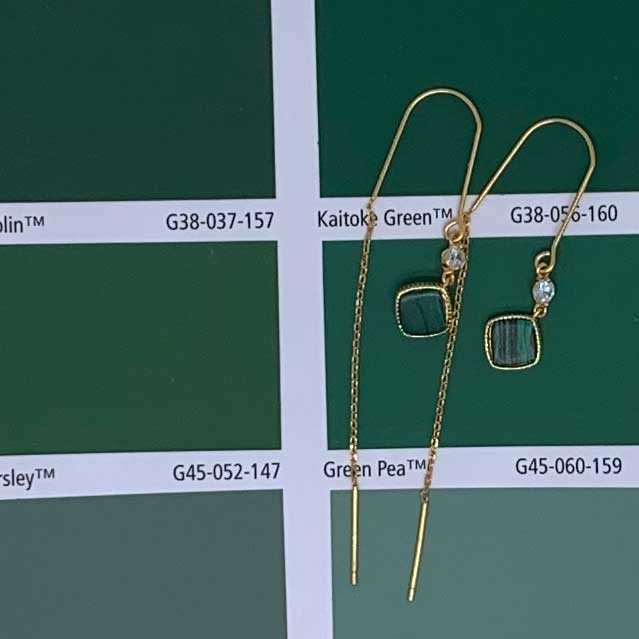 18K Gold Malachite Threader Earrings "Jakata"